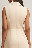 Champagne A Line Lapel Mini Dress