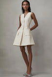 Ivory A Line V-Neck Mini Dress