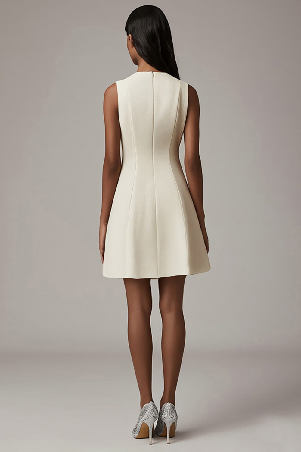 Ivory A Line V-Neck Mini Dress