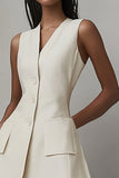 Ivory A Line V-Neck Mini Dress