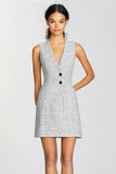Grey A Line V-Neck Mini Dress with Buttons