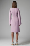 Purple Long Sleeve Sheath Midi Dress