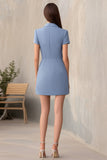 Bodycon Dusty Blue V-Neck Mini Dress