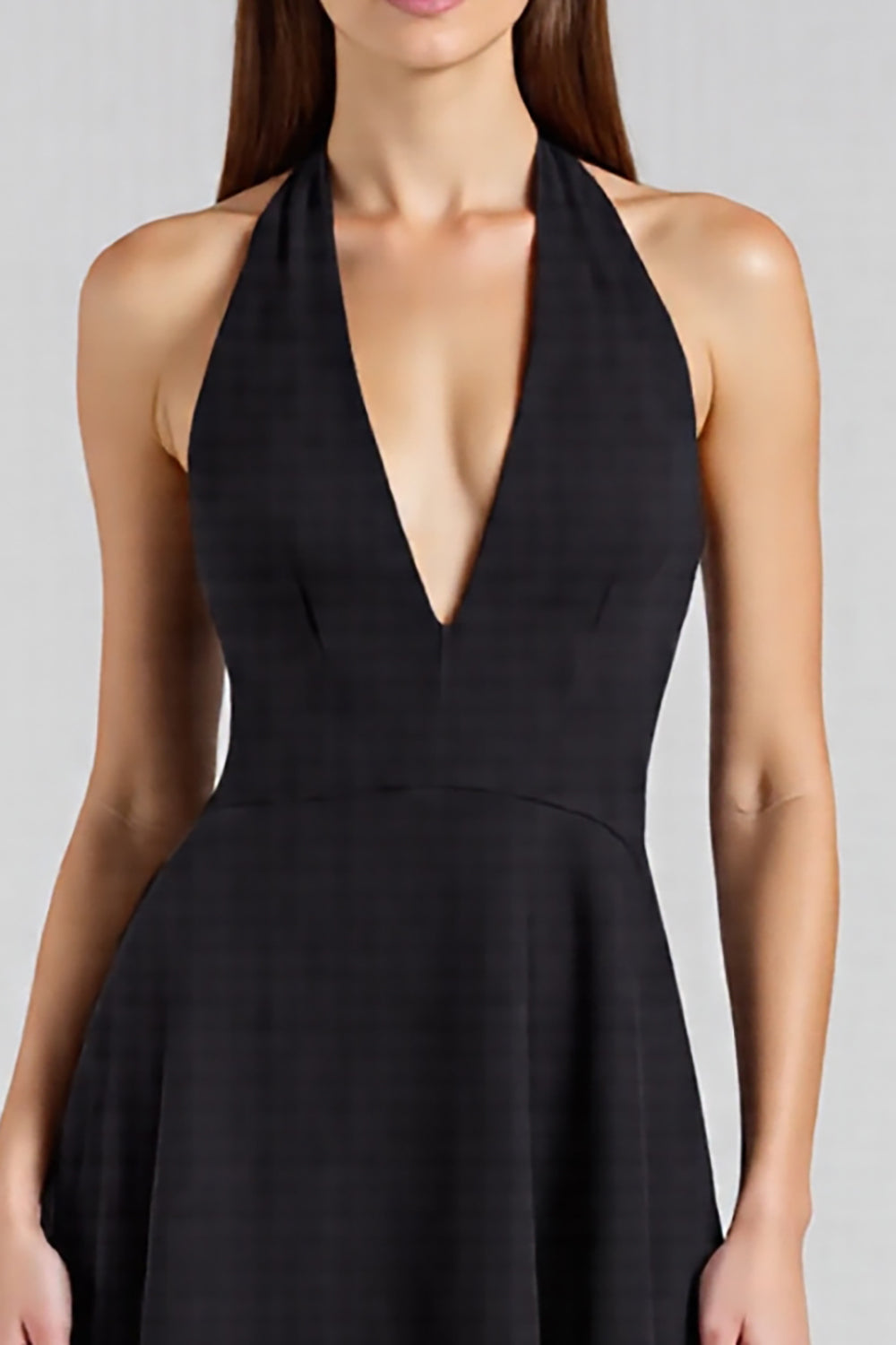 Halter A Line Black Asymmetrical Formal Dress