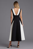 A Line Ivory and Black Long Formal Dress