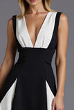A Line Ivory and Black Long Formal Dress