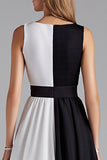 Ivory and Black A Line Midi Formal Dress
