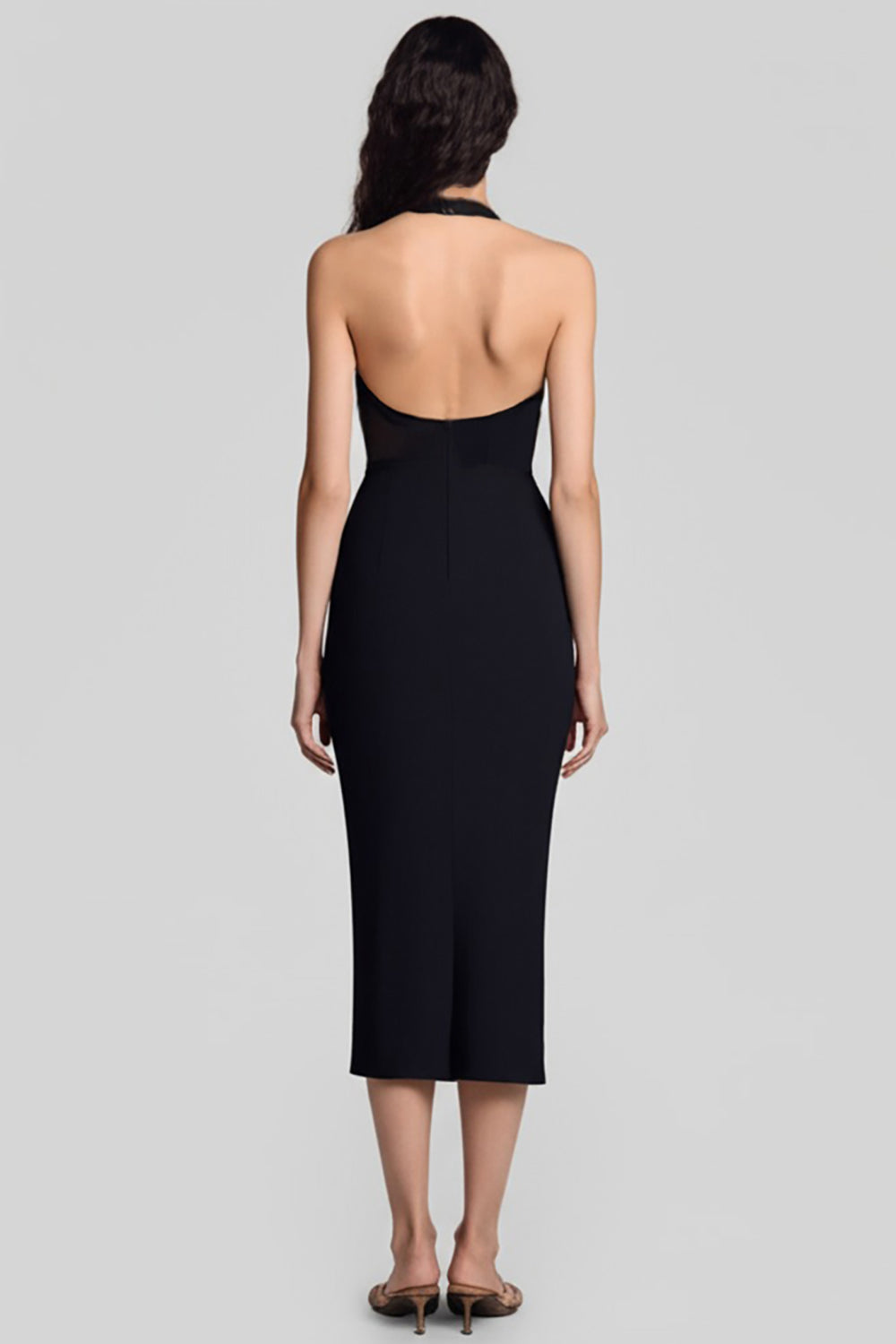 Halter Black Tight Formal Dress with Hollow Out