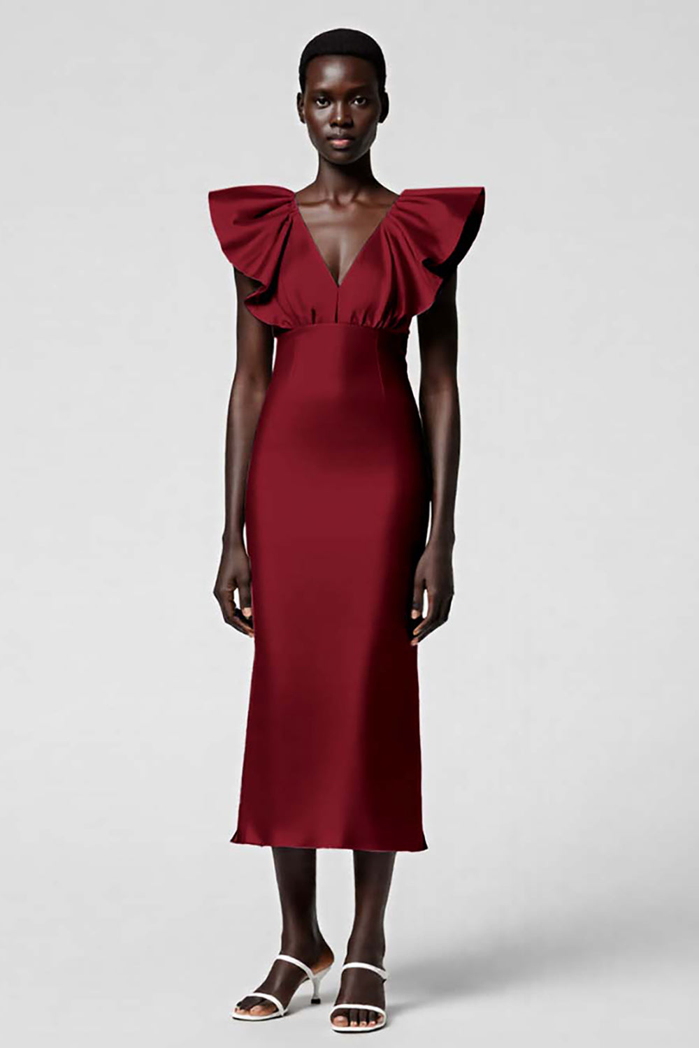 Black Sheath Formal Dress with Ruffle Sleeves