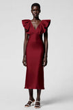 Black Sheath Formal Dress with Ruffle Sleeves