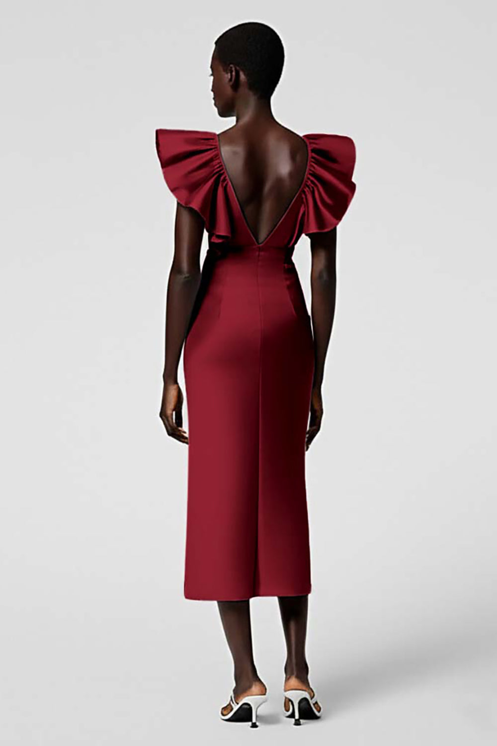Black Sheath Formal Dress with Ruffle Sleeves