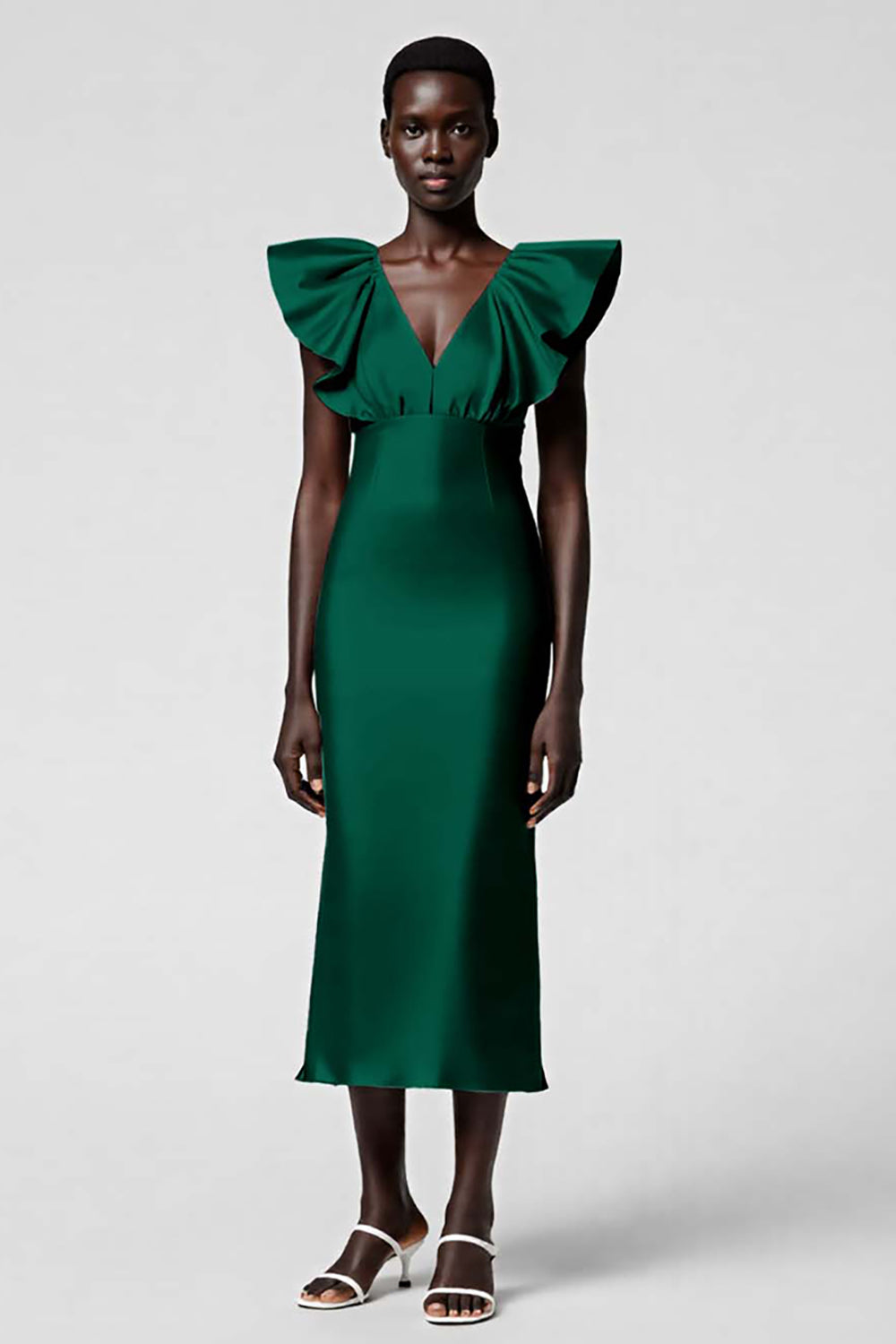 Black Sheath Formal Dress with Ruffle Sleeves