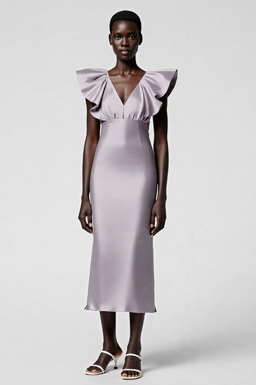 Black Sheath Formal Dress with Ruffle Sleeves