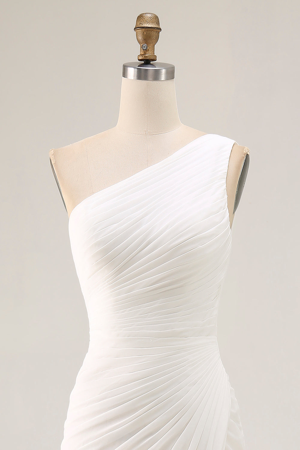 Ivory One Shoulder Ruched Maxi Dress with Slit