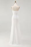One Shoulder Ruched Ivory Engagement Dress with Slit