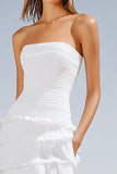 Strapless Sheath Ivory Asymmetrical Graduation Dress