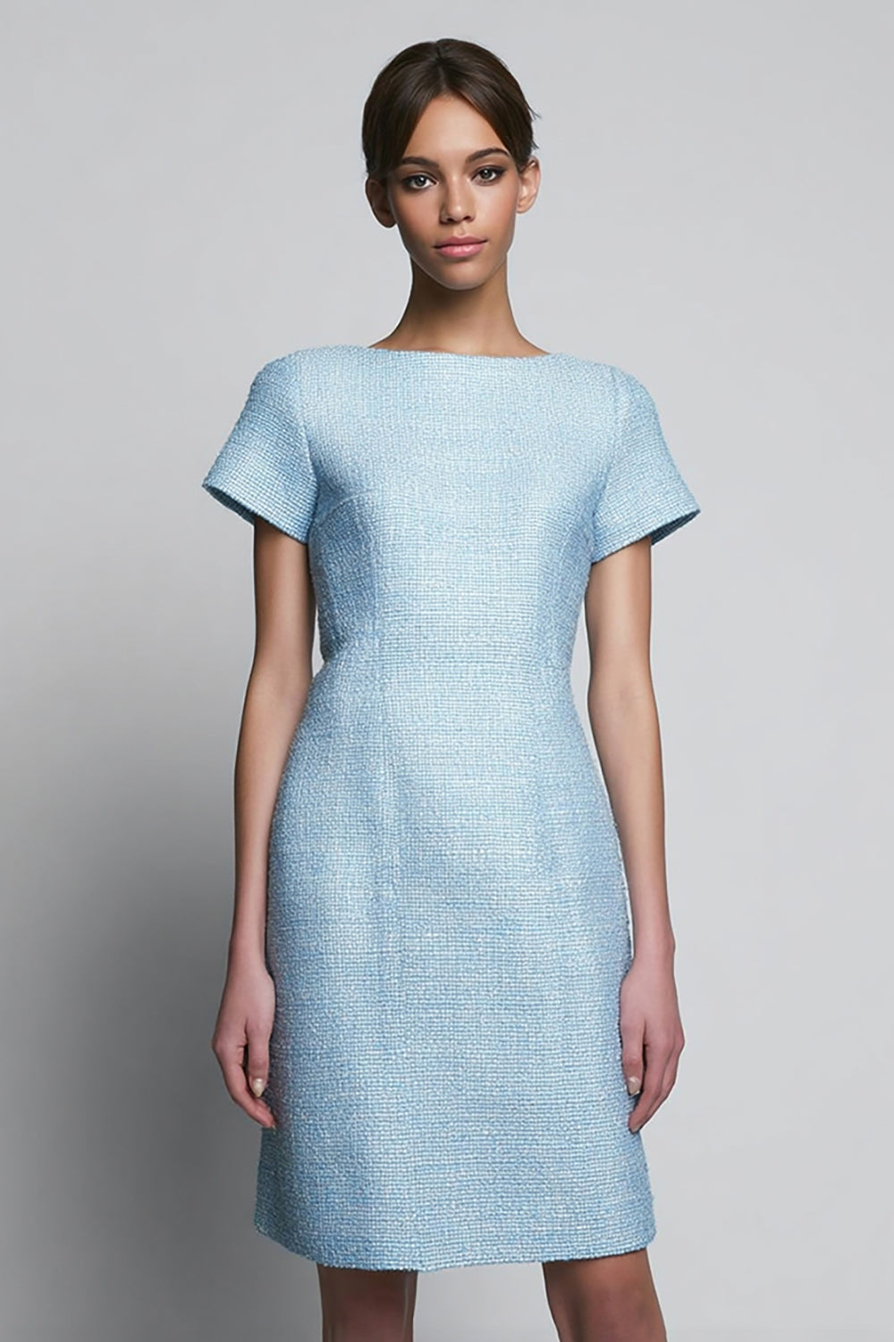 Bodycon Sky Blue Bateau Work Dress