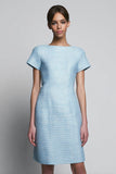 Bodycon Sky Blue Bateau Work Dress