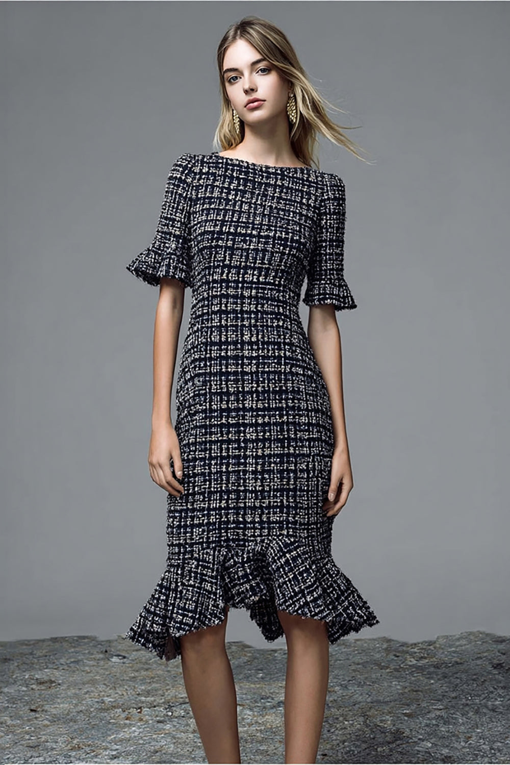 Mermaid Black Bateau Work Dress