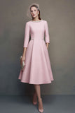 A Line Pink Midi Work Dress with Beading