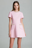 Pink A Line Beaded Mini Work Dress