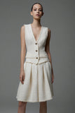A-Line V-Neck Sleeveless Tweed 2-Piece Work Dress