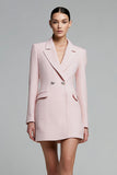 Pink Notched Lapel Work Wear
