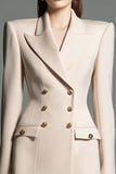 Champagne Long Sleeve Peak Lapel Work Dress