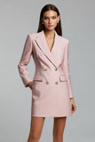 Pink Peak Lapel Tight Work Dress