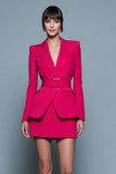 Fuchsia 2 Piece Long Sleeve Work Dress with Belt