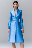 Blue A Line Work Dress with Belt