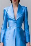 Blue A Line Work Dress with Belt