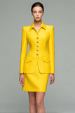 Yellow 2 Piece Long Sleeve Work Dress