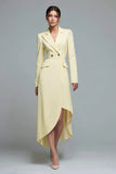 Daffodil Peak Lapel A Line Asymmetrical Work Dress