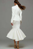 Mermaid Ivory 2 Piece Work Dress with Ruffles