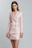 2 Piece Pink Notched Lapel Mini Work Dress