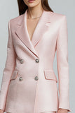 2 Piece Pink Notched Lapel Mini Work Dress