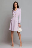 Lilac Double Breasted Long Sleeve Work Dress