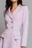 Lilac Double Breasted Long Sleeve Work Dress