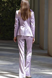 Lilac 2-Piece Peak Lapel Business Suit with 3D Flower