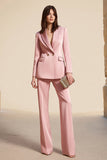 Pink 2-Piece Peak Lapel Business Suit