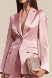 2-Piece Peak Lapel One Button Dusty Rose Work Suit