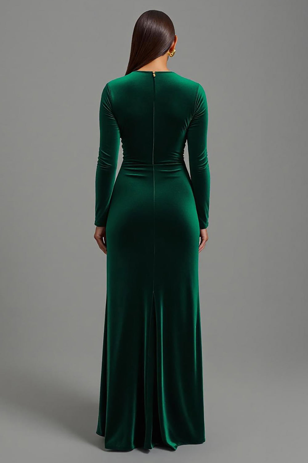 Sheath Dark Green Long Sleeve Formal Dress With Slit