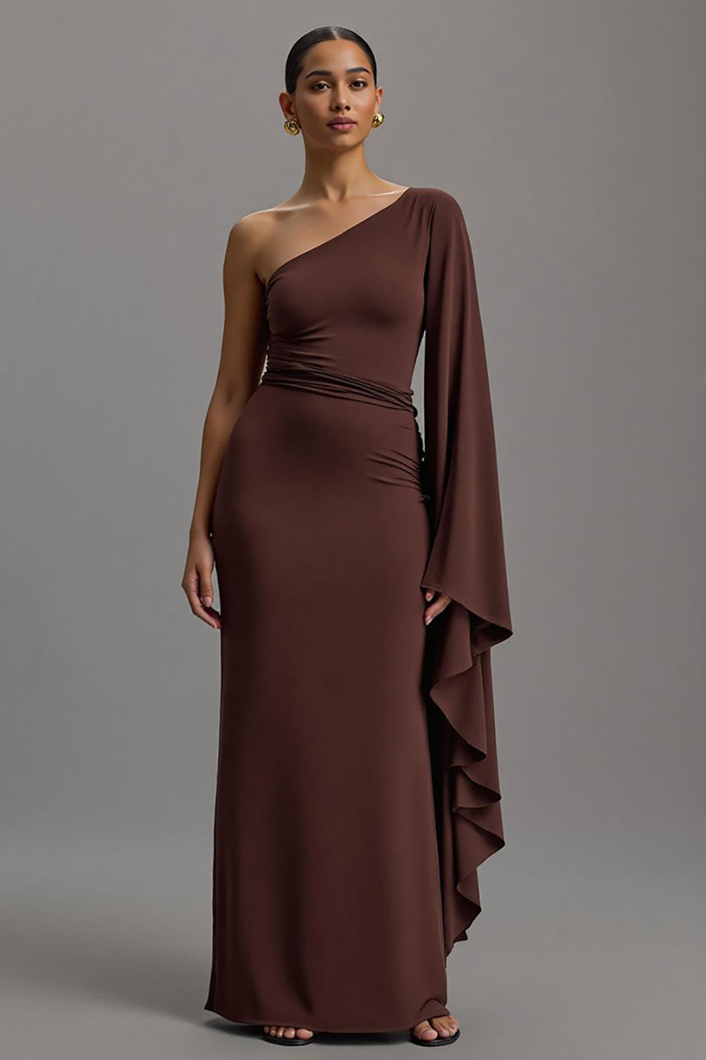 Coffee Sheath One Shoulder Formal Dress