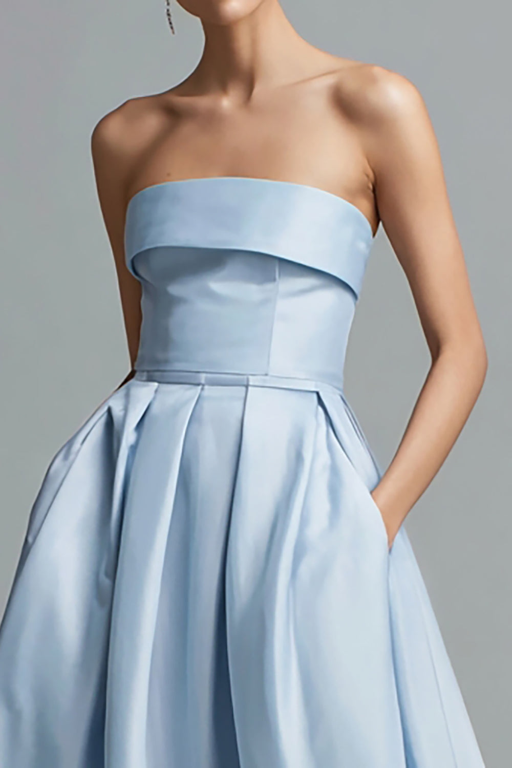 Elegant A-Line Strapless Blue Formal Dress