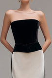 Strapless Sheath Black and Champagne Formal Dress