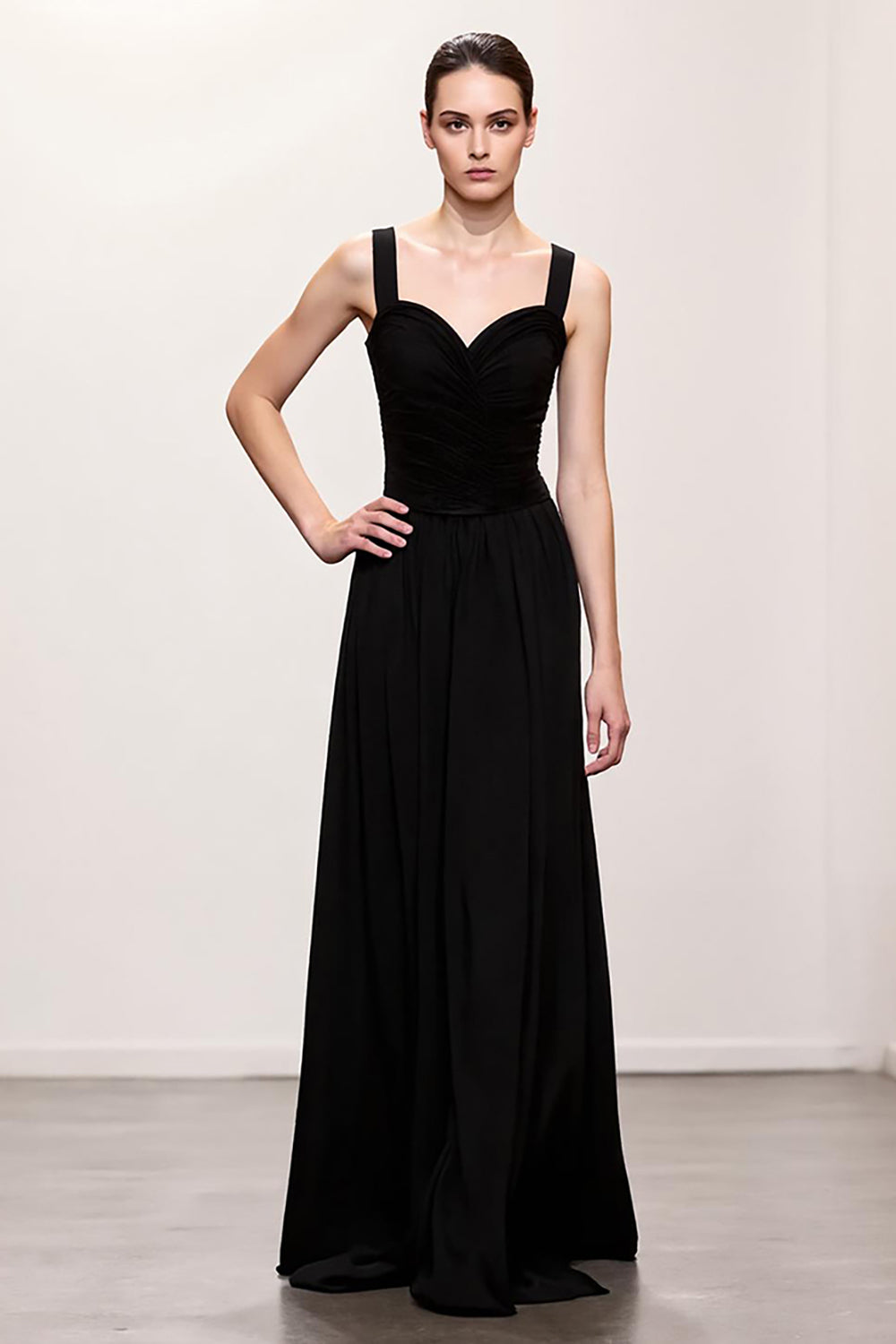 A-Line Black Spaghetti Straps Evening Dress