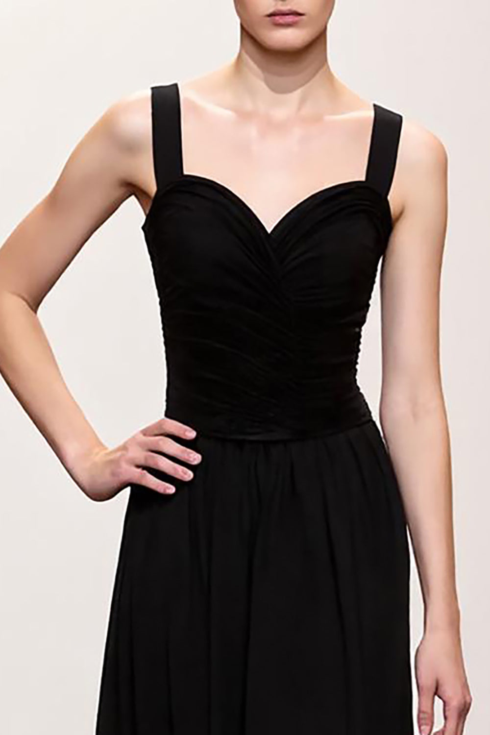 A-Line Black Spaghetti Straps Evening Dress