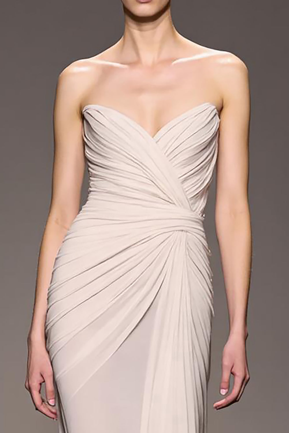 Ivory Sweetheart Ruched Sheath Evening Dress