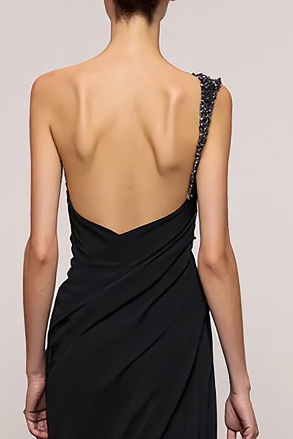One Shoulder Mermaid Black Evening Dress
